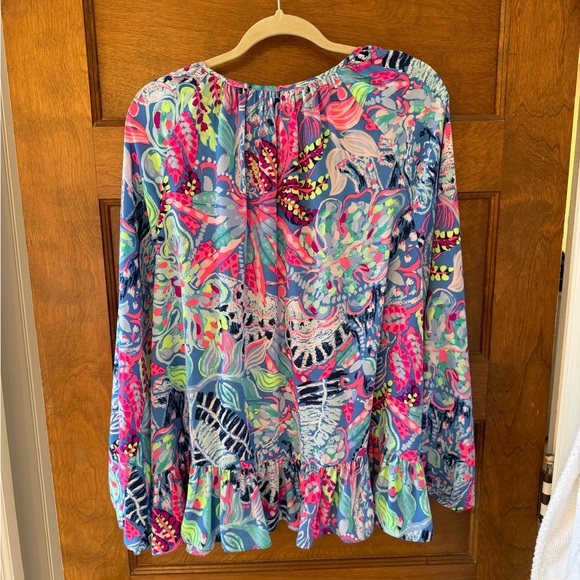 Lilly Pulitzer Blue and Pink Tropical Blouse - Picture 2 of 3